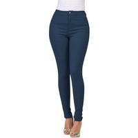 Iopqo farmerke za žene Moda ženska čista boja visokog struka ravna cijev mala stopala JeansPants za žene ženske pantalone
