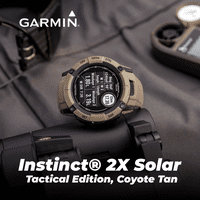 Garmin Instinct solarni taktički robusni GPS muškarci Smartwatch, kojot preplanuli sočivo sa staklenim objektivom, prikrivenim režimom, LED svjetiljkama
