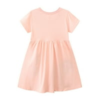 Little Girls Ljetne haljine crtane životinje ružičaste kratke rukave kratke kratke majice haljine 2-7y