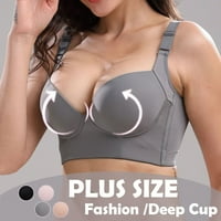 Ženska push-up podstavljena majica grudnjaka sa punim pokrivačem donje rublje grudnjaci Push up Plunge Bra Grey 46e