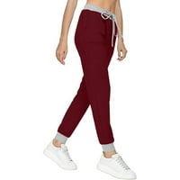 Hlače Ženske modne ženske casual jogging hlače sa džepovima za crtanje meko pantalone Sportske hlače Ženske hlače Vino 2xL