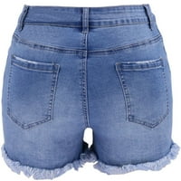 Ženske Casual poderane farmerke letnje teksas šorc srednje struke rastezljive džins šorc sa džepovima