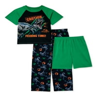 Jurassic World Classic gornji dio kratkih rukava, hlače i kratke hlače 3-dijelni set pidžama Sleep, veličine