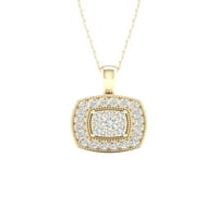 Imperial 1 2CT TDW Diamond 10K žuti zlatni klaster halo privjesak ogrlica