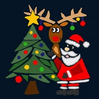 Funny Cute Santa Claus i Božić sob po drvetu tamnoplava grafički pulover Hoodie-dizajn ljudi 2XL