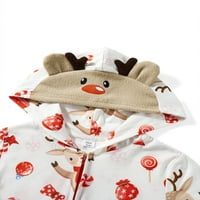 Gwiyeopda Porodica koja odgovara Božić pidžama iz crtanog filma Elk Snowman Print Pajamas Xmas Spavanje s kapuljačom