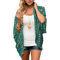 Zpanxa Cardigan za žene Trendi ispisani kimono rukav kardigan vrhovi lagane labave poklopce up casual majica bluza Green XXL