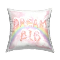 Stupell Industries Dream Veliki pastelni zasljepljujući Rainbow Square Dekorativni jastuk za bacanje, 18
