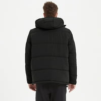 kpolk Muška Puffer jakna sa kapuljačom vodootporna zimska Parka jakna topla zgušnjava skijaški kaput crna,