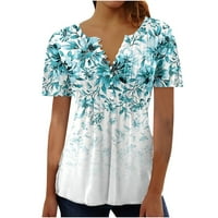 Bluze za ženske majice kratkih rukava Dressy Casual V izrez Bluze trendi Ljetna masirka LoaseButton Down