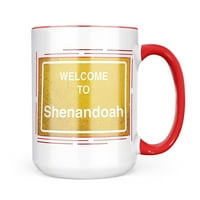 Neonblond žut cestovni znak Dobrodošli u Shenandoah krig poklon za ljubitelje čaja za kavu