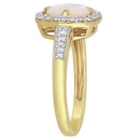 1- Carat t.g.w. Opal i Carat T.W. Diamond 10kt Žuto zlato 3-PC kvadrat Halo prsten, minđuše i privjesak