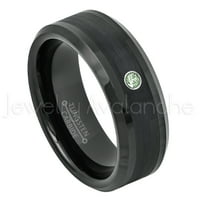 Black volfram prsten Beveled Edge-0.07 ct Solitaire Alexandrite Ring-personalizovani volfram vjenčani prsten - po mjeri juna Birthstone Ring TN663BS
