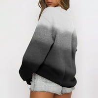 Hueook Duksevi za žene plus veličine modni ispis Šareni okrugli vrat pulover dugih rukava ležerni džemper