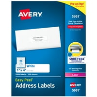 Avery Easy Owel Address Etikete, Sigurna tehnologija hrane, trajno ljepilo, 1 4