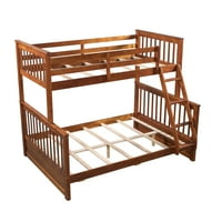 Krevet od kat za djecu - Twin krevet sa ljestve i dvije ladice za skladištenje - boja oraha