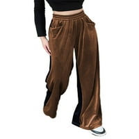 Frontwalk žene Velvet Palazzo pantalone elastični struk Lounge pantalone dame široke noge pantalone sa