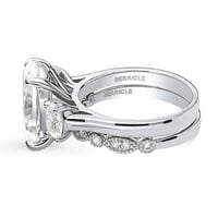 Sterling srebrni 3-kamen vjenčani prstenovi ovalni rez kubični cirkonij CZ prsten set za žene, rodijumske