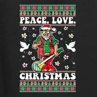 Divlji bobby, hipi santa svira gitaru mir ljubavi božić ružni božićni džemper muškarci dugih rukava majica, crna, srednja