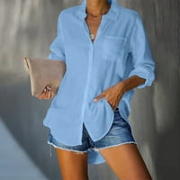 Dyfzdhu Majice u boji za žene plus veličine dugih rukava s dugim rukavima, majica dolje majica, ležerna bluza