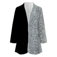 Žensko štampano kardigan svečano odijelo dugi rukavi reveri poslovna Kancelarijska jakna bluza