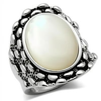 Ženski prsten od Rodijumskog mesinga sa dragim kamenom u beloj boji-Veličina 9