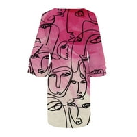 Ženske haljine V-izrez Casual Mini štampani rukav ljetna haljina Pink 3xl