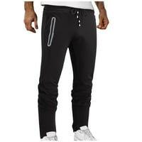 Muške hlače jednobojne pamučne Ležerne vježbe za trčanje trčanje s džepovima sa patentnim zatvaračem u sredini struka hlače za slobodno vrijeme trenirke