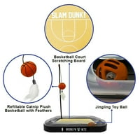 Pets First NBA Brooklyn Nets igračka za grebanje za mačke sa Mačjom metvicom plišana i pero igračka za