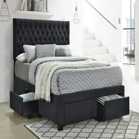 Dugme sa 4 ladica Soledad Queen Tufted Clearcoal