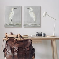 Stupell Industries Lijepa mirna mirišljala Bijela ptica prirodna slika Primorska slika Galerija-zamotana platna zamotana na zid set od 2, 30, dizajn Sally Swatland