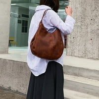 TALUS Vintage jednobojna Fau kožna torba za žene velikog kapaciteta torba za rame Svijetlosmeđa jedna veličina