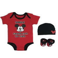 Mickey Mouse Baby Boy BodySuit, čizme i kapice za tuširanje, 3-komad