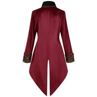 Muški gotički kaput labavi modni štampani Steampunk Srednjovjekovni Dugi rukav dugme na reveru smoking modna zabava Cosplay Holiday Outwear Red XL