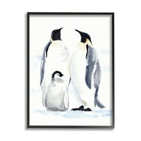 Stupell Industries Winter Penguin Bird Family meke akvarelne arktičke životinje, 30, dizajn Jacob Green