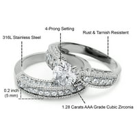 Vjenčano prstenje Set za njega i njen nehrđajućeg čelika CZ Promise prstena za parove odgovara njegov