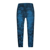 Ženske hlače Imitacija traper tajice Tie-dye Ispis Super elastične dame Slim pantalone svijetlo plava