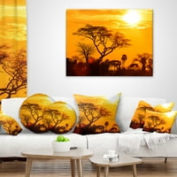 Designart narandžasti sjaj afričkog zalaska sunca - pejzažni štampani jastuk za bacanje - 18x18