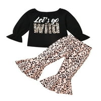GLONME Girls s dugim rukavima Slatka top + pantalone Labavi pantski set Pant Set Leopard tiskani Halloween outfit proljeće jesenje odjeće