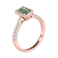 Mauli dragulji za žene 3. Karatni dijamant i smaragdni zeleni ametist prsten 4-prong 10k ružičasto zlato
