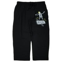 Beetlejuice Muške crne pletene hlače za spavanje Lounge Hlače pidžama dno velike