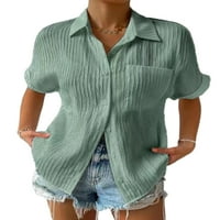Capreze ženske bluze rever vrat ljetne majice dugme dole vrhovi Slim Fit tunika Shirt kratki rukav zeleni
