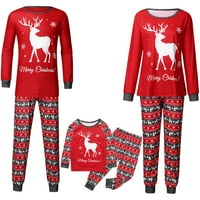 IZhansean Božićni Porodični Komplet Pidžama Za Odrasle Djecu Baby Deer Štampani Topovi+Hlače Sleepwear Nightwear Set