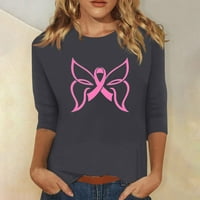 Ženske bluze za rukave,vrhovi svijesti o raku dojke za žene ružičaste trake Leopard majice trendi udobne
