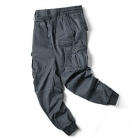 Caveitl muške pantalone, Muška Moda Casual čista boja na otvorenom džepne Casual pantalone trenerke siva