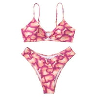 Lovskoo slatki bikiniji za žene srce cvjetni print traka za vezivanje izdubite seksi Split kupaći kostim