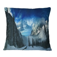Designart Panorama snježnih planina - pejzažni štampani jastuk - 16x16