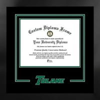 Tulane University 11W 8.5h Spirit diploma Manhattan Crni okvir sa Bonus Campusom Lithograf