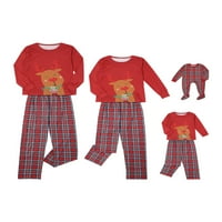 Suanret Sretan Božić pidžama Set porodični odgovarajući jelenski Print dugi rukavi karirane hlače odjeća
