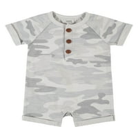 Moderni Trenuci Gerber Baby Boy Henley Majica, Kratka I Kombinezon, 3-Dijelni Komplet Odjeće